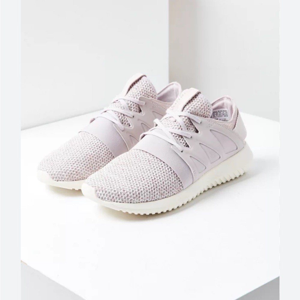 Adidas Tubular Viral Knit Lace-Up Sneaker Size 8 Ice Purple and White
